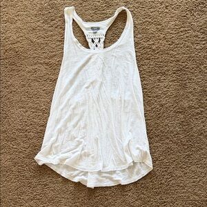 aerie White Halter Tank Top With Crochet Back Detail— Lightweight Layering Piece